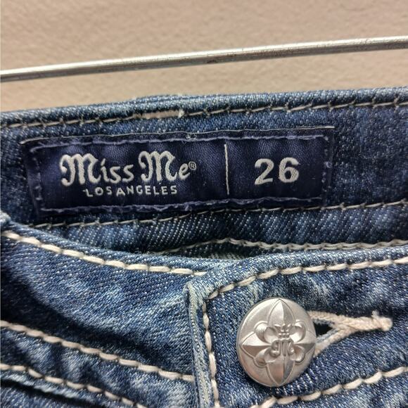 Miss Me Denim Low Rise Bootcut Jeans Wing Pocket Western Medium Wash Blue SZ 26 - Picture 5 of 11